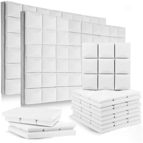 Paneles de espuma acústica blanca para interiores, 6 piezas, para aislamiento de sonido en estudio y tratamiento de ruido miniatura 1