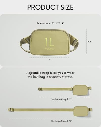 Image of ODODOS Unisex Mini Belt Bag with Adjustable Strap Small Fanny Pack for Workout Running Traveling Hiking, Khaki Green