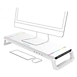 COOSKIN Monitor Stand Riser With RGB Lights Support Transfer Data and Charging,Keyboard and Mouse...