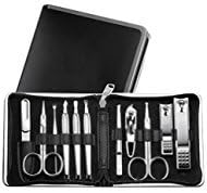 Miniatura 1 de World No.1 THREE SEVEN 777 Kit de aseo todo en uno para manicura y pedicura, cortaúñas (11 unidades, TS-950C) estuche suave con marco de metal