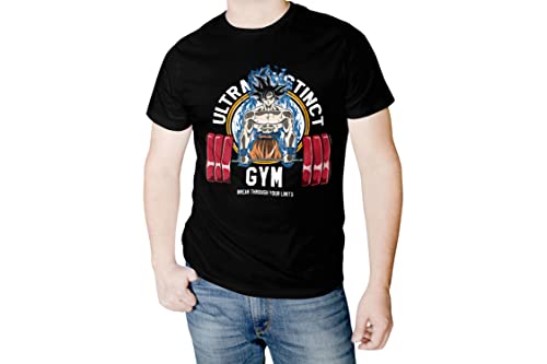 T-shirt en coton Fan Art Ultra Instinct Gym Goku, Noir , M