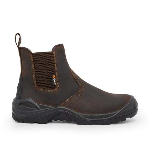 Xpert - Defiant S3 Safety Dealer Boots. Pull On Chelsea Steel Toe Cap Shoes Comfortable And Water Resistant Work Boots For Men With Midsole Design For Safety and Ankle Support (UK 7)