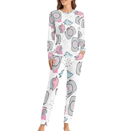 Pyjama femme oiseaux : offrez un ensemble t-shirt et pantalon doux