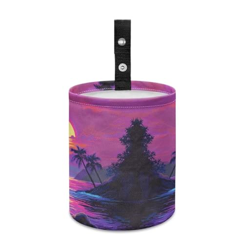 Image of Car Trash Can Palm Tree Sea Garbage Bin Car Interior Accessories for Front Seat, Back Seat, Floor, Headrest for Family Gatherings, Camping