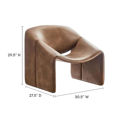 Sillón con tapizado vegano y estructura metálica marrón miniatura 3