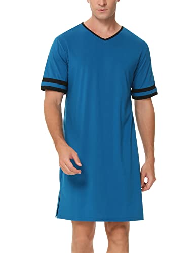 Purcoar Herren Nachthemd Kurzarm Schlafanzugoberteil Einteiliger Schlafanzug Cover