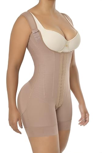 Melibelt 2029 Fajas Colombianas Reductoras Y Moldeadoras 7 Varillas Kompressionskleidung Shapewear für Frauen mit 7 Knochen, Braun, X-Small