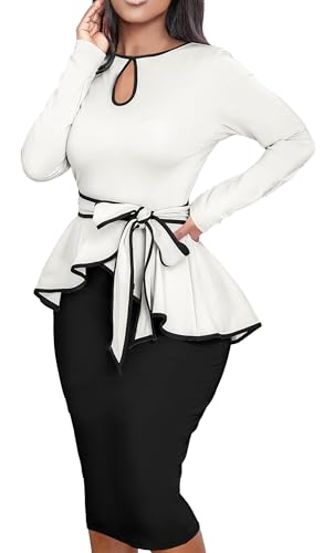 Image of Women's Bodycon Vintage Dresses Elegant Peplum Dresses for Women Business Work Office