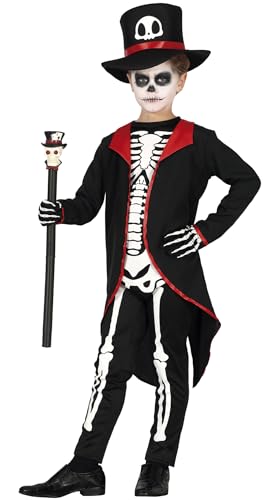 FIESTAS GUIRCA Disfraz de Lord Esqueleto con Chistera Negra incluida - Disfraz Halloween Niño 7-9 Años