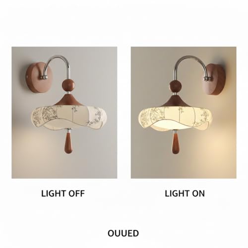 Aplique de Pared LED Oriental Lámpara de Madera sin Cables Vistos Iluminación Elegante 5