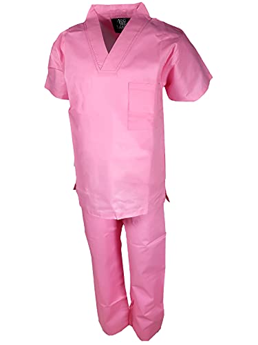 IntelliFun Toddler Kids Dress Up Pretend Role Play Scrub Sets Halloween School Home play for Ages 3+ (Light Pink, L 8-10Y)