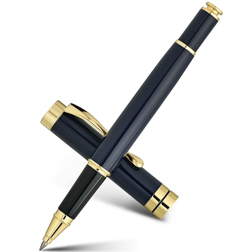 BEILUNER Blue Chrome Ballpoint Pen with Gold Trim – Gift Set