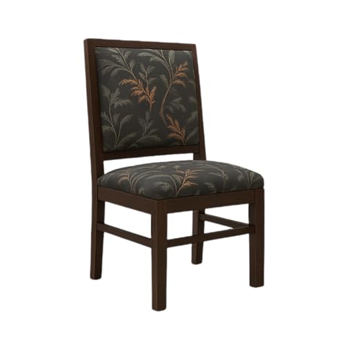 Image of KENDALWOOD Furniture | Solid Wood Dining, Study, Home Chair | Multipurpose Chair Set of 2 | Color:- Walnut Finish with Grey Printed Cushions | Pre-Assembled | 1 Year Warranty |