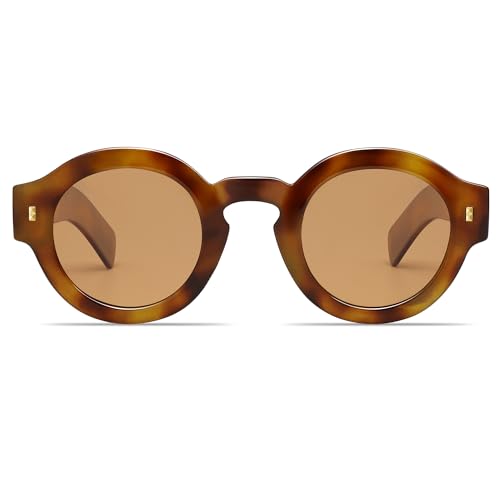 Image of VANLINKER Vintage Round Polarized Sunglasses for Women Men Trendy Shades Retro Circle Sun Glasses VL9743