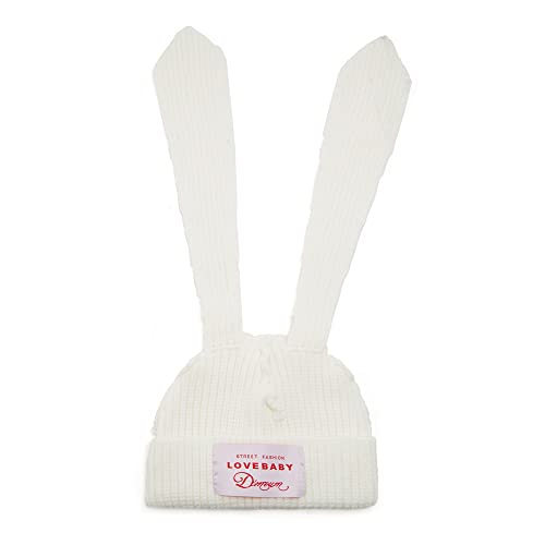 Knit Beanie Hats Cute Bunny Long Ears Funny Hat Fluffy Winter Cap Warm Knit Rabbit Crochet Skull Cap Outdoor Slouchy Hat White #TOP1