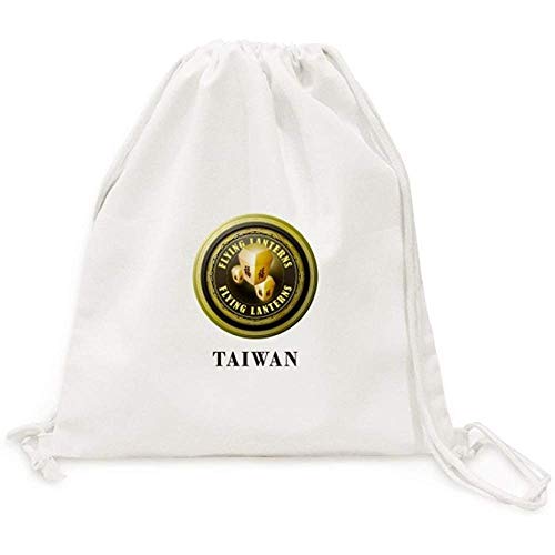 Logo Taiwan Farolillos voladores Lienzo Cordón Mochila Viaje Bolsas de Compras 36X43CM