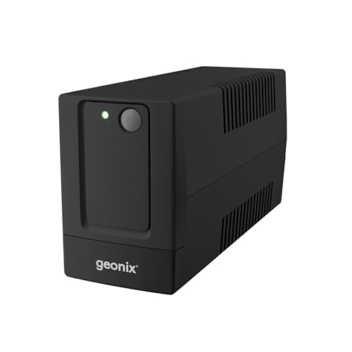 Geonix GXUPS600VA UPS 600VA/360W, Uninterrupted Power Supply System for Desktop PC Computers, Voltage Regulator, Auto Restart, Cold Start Function, BIS Approved, 2 Years Warranty, Black