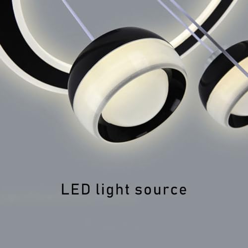 Lustre noir classique à LED suspendu au design minimaliste