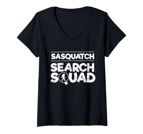Mujer Sasquatch Buscar Escuadrón Bigfoot Hunter Camiseta Cuello V
