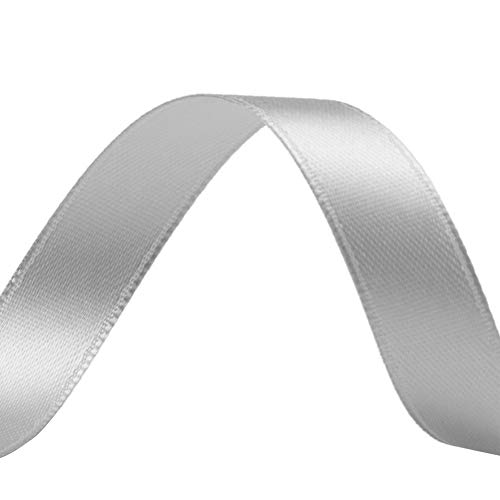 Image of Solid Color Double Faced Silver /Grey Satin Ribbon 5 /8 inch X 25 Yards, Ribbons Perfect for Crafts, Wedding Decor, Bow Making, Sewing, Gift Package Wrapping and More
