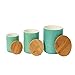 Bloomingville Set of 3 Mint Green Canisters with Bamboo Lids