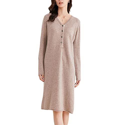 Robe longue à col en V pour femme Kahak XL | Laine tricotée hiver