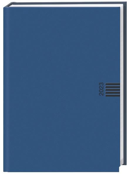 Wochen-Cheftimer A5. Blauer Terminkalender 2023. Buch-Kalender mit Lesebändchen und Eckperformation. Wattierter Taschenkalender zum Planen von Terminen.