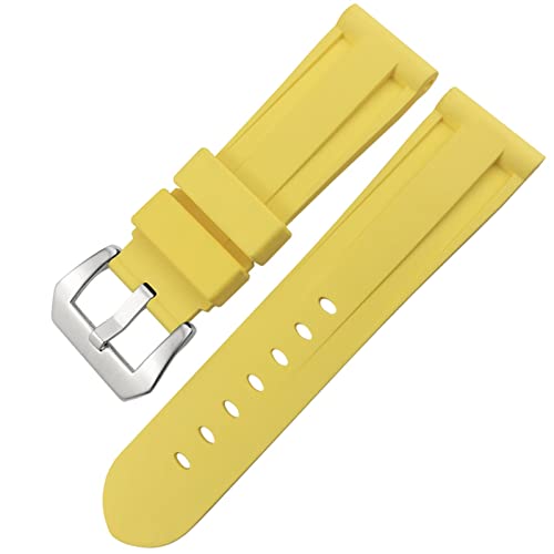 Bracelet silicone jaune argent pour Panerai Submersible de 24mm