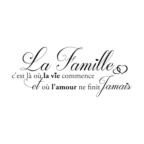 Stickers muraux français La Famille Citations Salon Décor La Famille C'est là où la Vie Commence Citation Sticker Mural Cuisine Petit - 23x56 cm