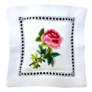 Sachet de algodón blanco bordado a mano con lavanda miniatura 1