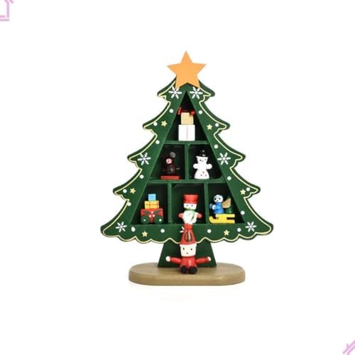 Mini Árvore De Natal Em Madeira Enfeite Para Mesa Natalino Com Bo...