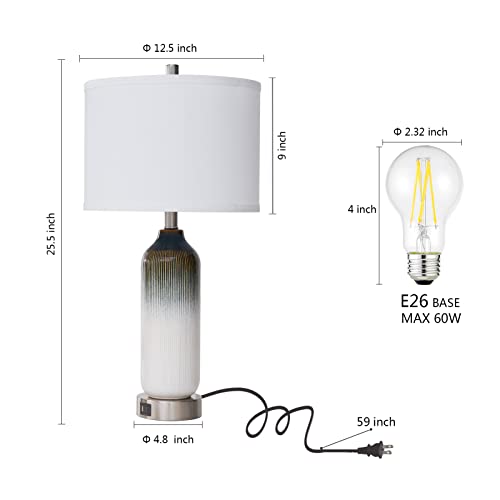 Set Of 2 Modern Touch Table Lamps For Living Room, 3-Way Dimmable Vintage Nightstand Lamp With Dual Usb Ports, Contemporary Ceramic Desk Lamps For Bedroom Bedside, Led Bulbs Included (Gradient) #TOP5