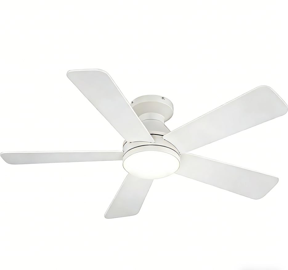 Passky Wentylator sufitowy 132 cm z oświetleniem i pilotem zdalnego sterowania, cichy silnik DC, 5 łopatek, 6 prędkości, 3 temperatury barwowe, timer, biały