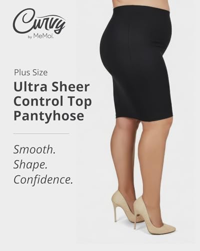 Image of MeMoi Plus Size Curvy Ultra Sheer Control Top Pantyhose
