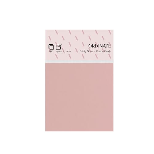 Ordinate Sticky Notes, Haftnotizen Klebezettel Palette Collection, Aesthetic Notizzettel für Schreibwaren Wochenplaner 100 Blatt/pads, post it To-do-Lisen (Cotton Candy, 75mm x75mm)