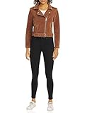 Levi's Women's Leather Belted Motorcycle Jacket (Standard and Plus Sizes), Cognac Faux Suede, X-Large