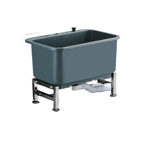 Portable Floor Mop Sink with One-Click Drainage, Swivel Wheels for Easy Mobility, Durable PP Laundry Tub for Home, Commercial, and Outdoor Use, Ideal for Cleaning Tools, Pets, and More