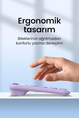 Daxi MK350 Creator Pro Combo Sessiz 3 Kanallı Bluetooth + 2.4G Wireless Türkçe Q Klavye Mouse Seti (Lila) - Görsel 5