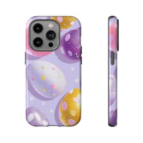Coque iPhone 14 Pro violette rigide brillante à pois pour sublimer votre style au quotidien