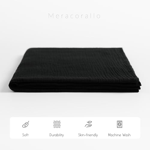 Image of Meracorallo Muslin Swaddle Blanket, 100% Cotton Receiving Blanket Soft and Breathable Swaddle Wrap for Baby Boys and Girls, Black