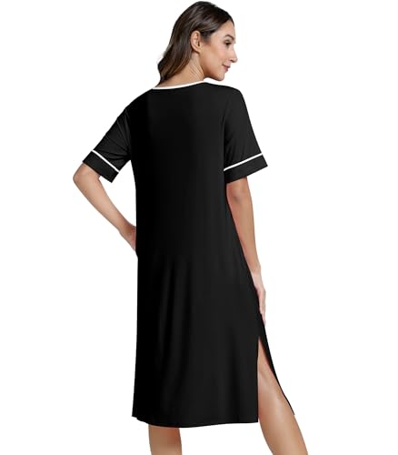 Image of NACHILA Bamboo Viscose Nightgowns for Women Cooling Night Gown with Pockets