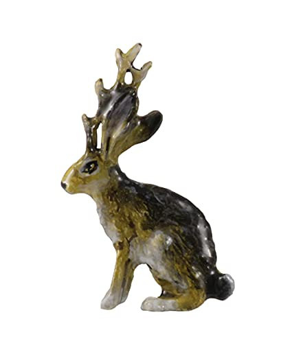 Jackalope Pin, Hand Painted, 1.5 Inches, 100% Handmade in the USA, Cryptid, Jack-a-lope, Rabbit with Antlers, Realistic, Metal, Lapel, Hat, Brooch, Gift, Jewlery, Over 3100 Unique Designs