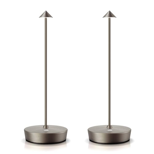SAKRINGT 2 Pack Cordless Table Lamps Rechargeable, 6000mAh Battery Operated Waterproof Stepless Dimming Modern Portable LED Table Light for Restaurant Dining Patio Outdoor