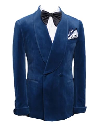 Men's Velvet Blazer Daily Wedding Double Breasted Coat Shawl Lapel Suit Jacket