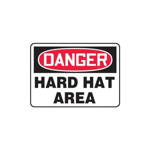 Panneau danger hard hat area en aluminium 17x25 cm pour chantier
