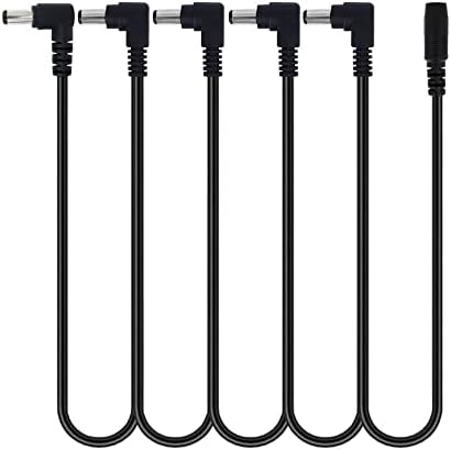 TKDY 9V Guitar Effects Pedal Power Supply Adapter,9 Volt 1.5A 1A Wall Charger Tip Negative 5.5 * 2.1mm with 5 Way Daisy Chain Cables