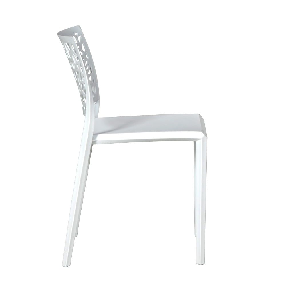 WEBER INDUSTRIES Lot de 4 chaises empilables Clara pour intérieur et extérieur/Blanc