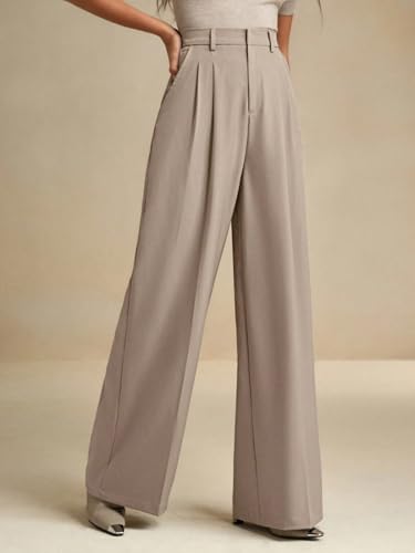 Image of KOTTY Womens Solid Straight fit Pleated Front Office Wear Pant
