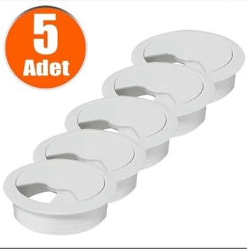Table Top Cable Duct Hole Cover White Table Cover 6 cm (5 Pieces)