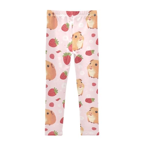 Small Red Strawberries Guinea Pig Girls Leggings Kids Yoga Pants Dance Active Tights 4T2